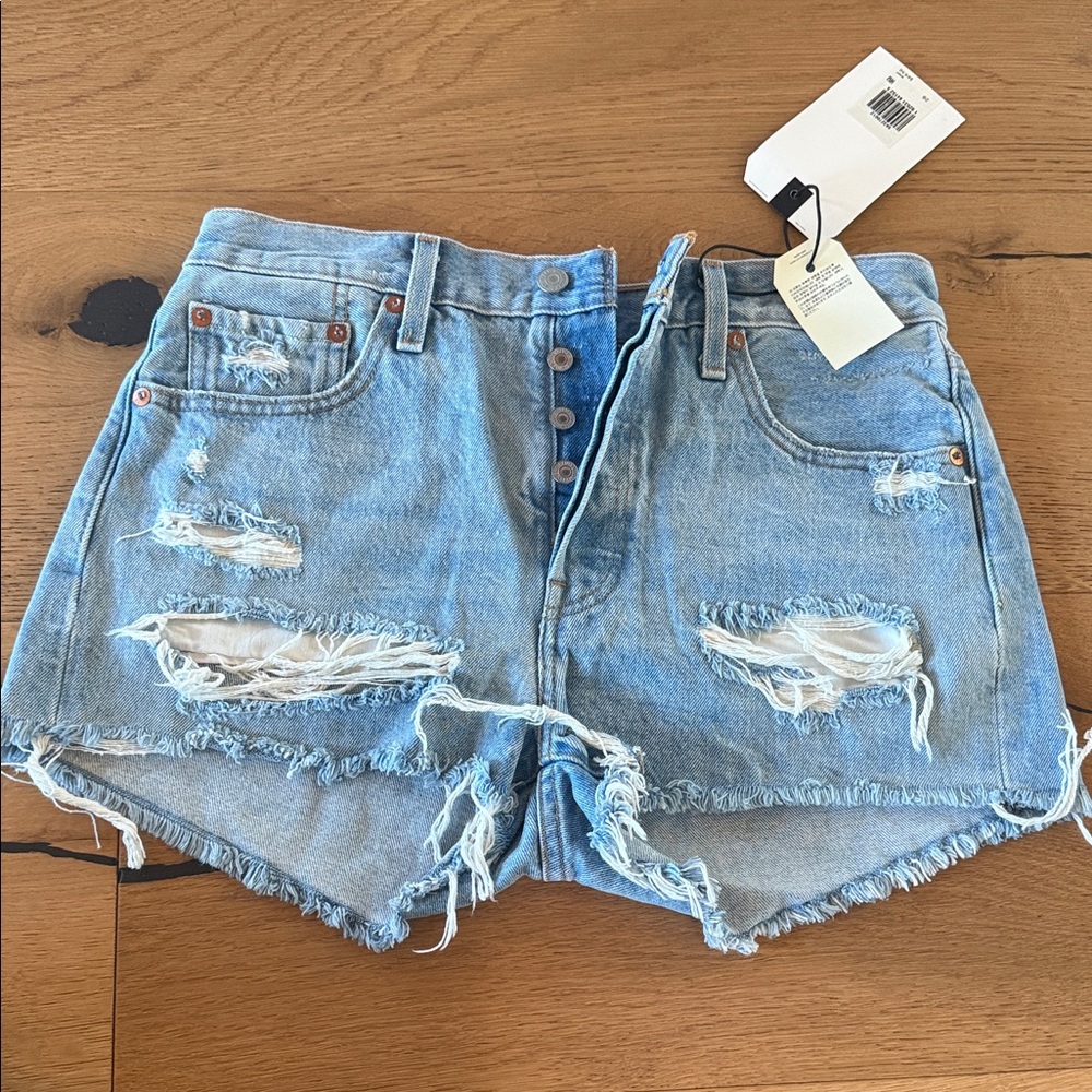 Levi's Light Blue Distressed Jean Shorts